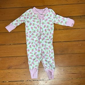 Hanna Andersson Pink Rose Flower Pajamas 0-6 Months